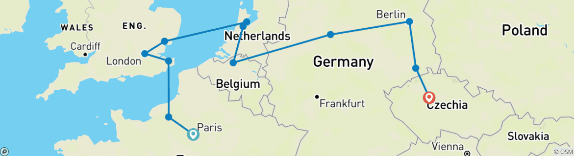 Image d'une carte montrant l'itinéraire du circuit