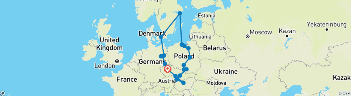 Image d'une carte montrant l'itinéraire du circuit