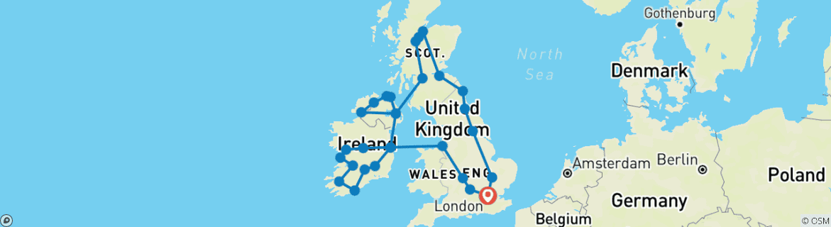 Image d'une carte montrant l'itinéraire du circuit