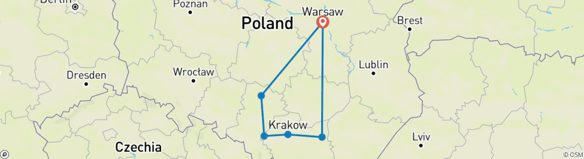 Image d'une carte montrant l'itinéraire du circuit