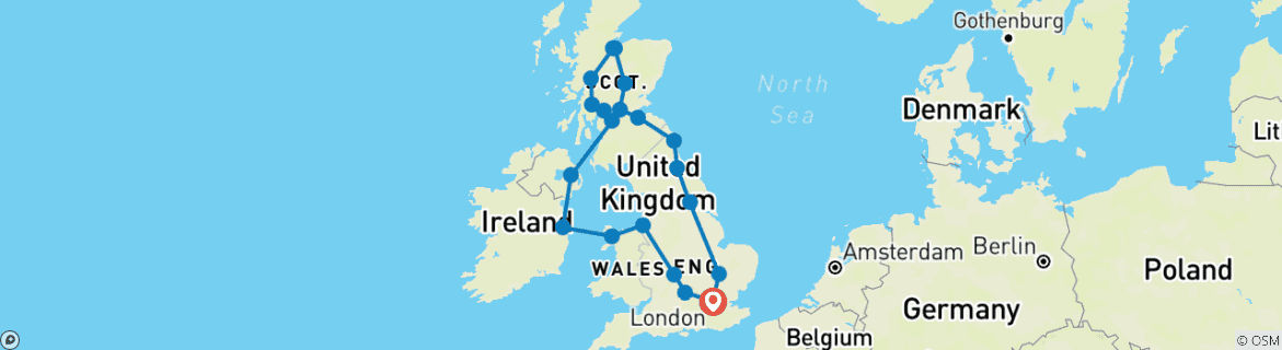 Image d'une carte montrant l'itinéraire du circuit