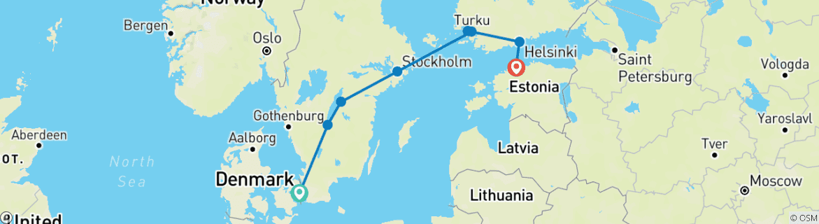Image d'une carte montrant l'itinéraire du circuit