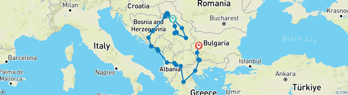 Karte mit der Reiseroute