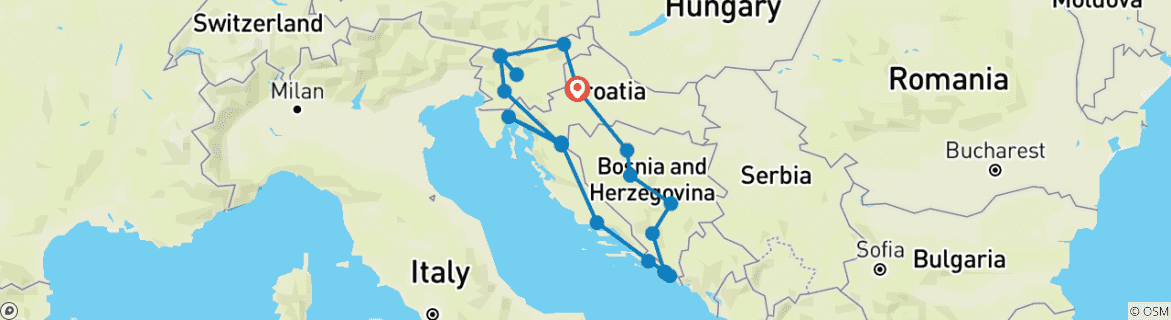 Foto van een kaart met de route van de rondreis