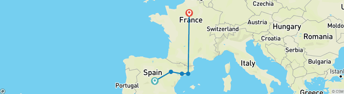 Foto van een kaart met de route van de rondreis