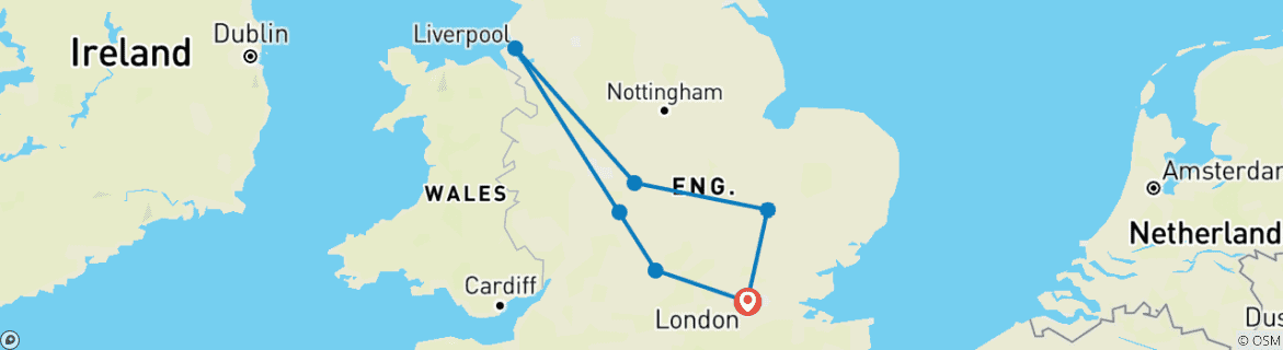 Image d'une carte montrant l'itinéraire du circuit
