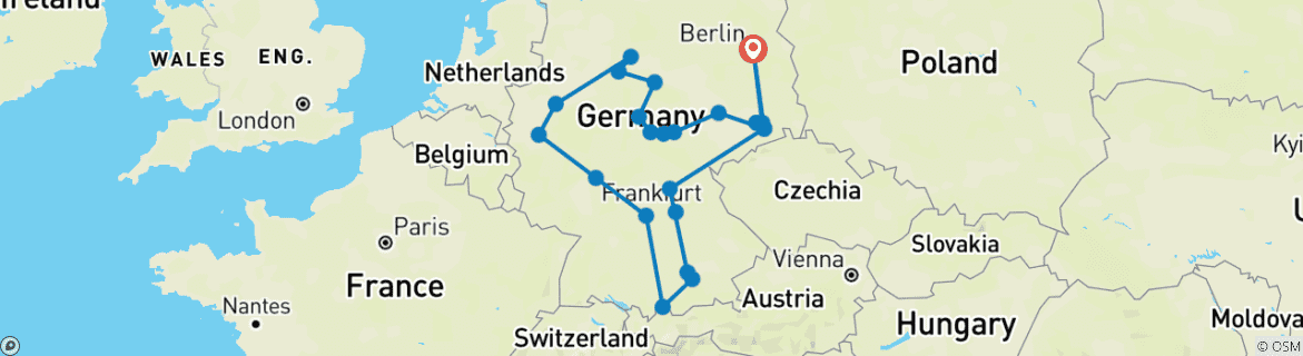 Image d'une carte montrant l'itinéraire du circuit