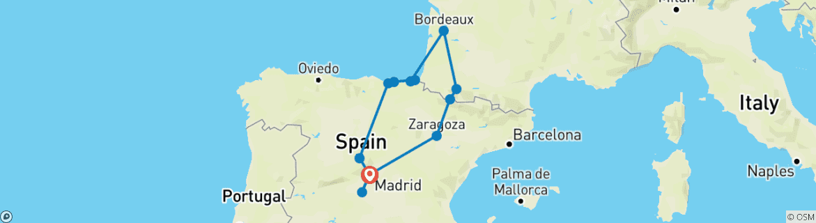 Image d'une carte montrant l'itinéraire du circuit