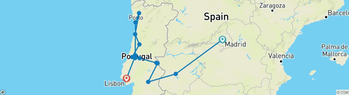 Image d'une carte montrant l'itinéraire du circuit