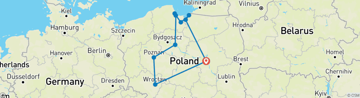 Image d'une carte montrant l'itinéraire du circuit