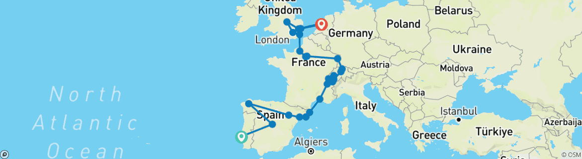 Image d'une carte montrant l'itinéraire du circuit