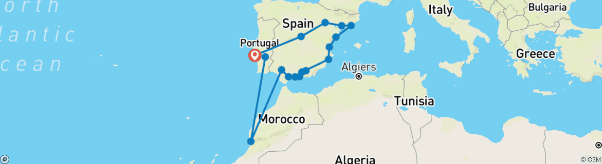 Carte du circuit L'âme espagnole et Lisbonne