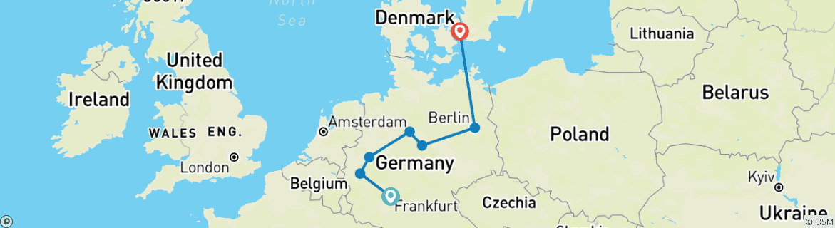 Image d'une carte montrant l'itinéraire du circuit