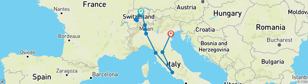 Image d'une carte montrant l'itinéraire du circuit