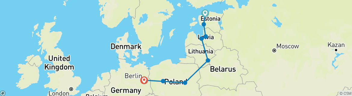 Foto van een kaart met de route van de rondreis