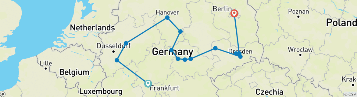 Image d'une carte montrant l'itinéraire du circuit