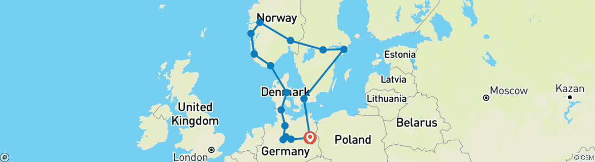 Image d'une carte montrant l'itinéraire du circuit