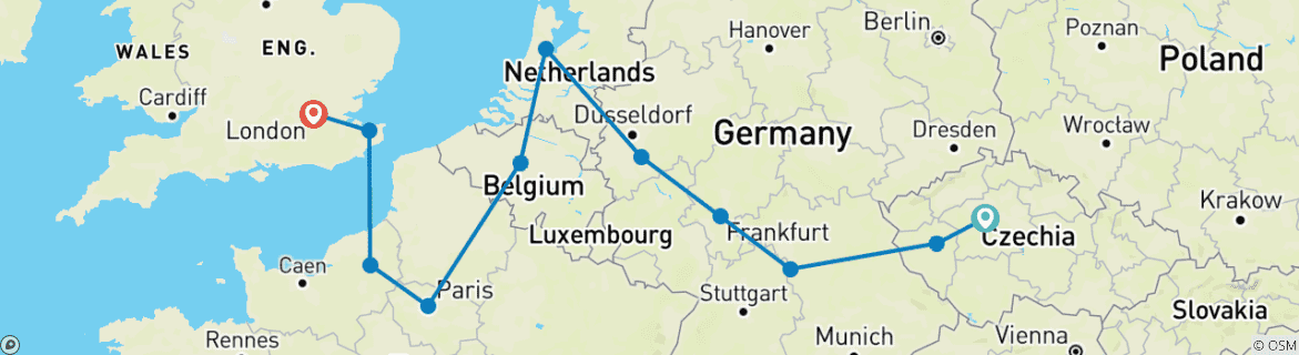 Image d'une carte montrant l'itinéraire du circuit