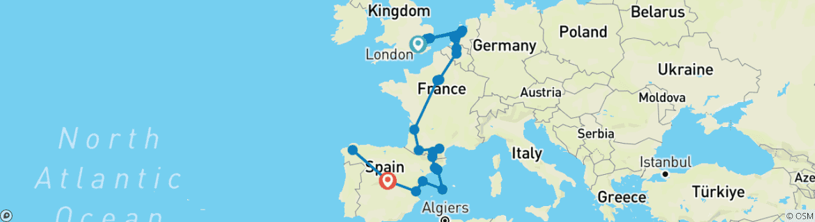 Image d'une carte montrant l'itinéraire du circuit