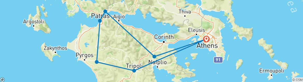 Image d'une carte montrant l'itinéraire du circuit