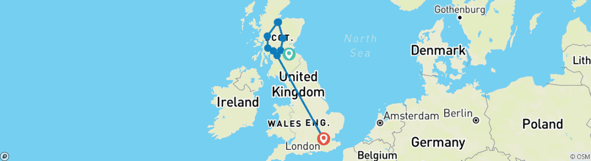 Image d'une carte montrant l'itinéraire du circuit