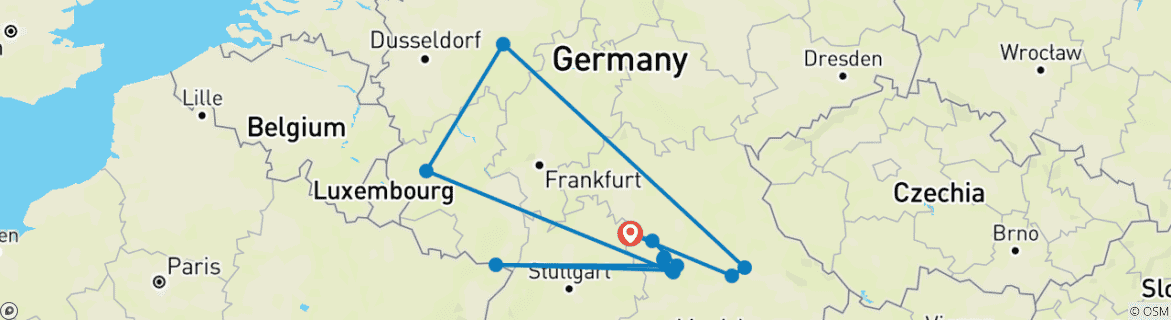 Foto van een kaart met de route van de rondreis