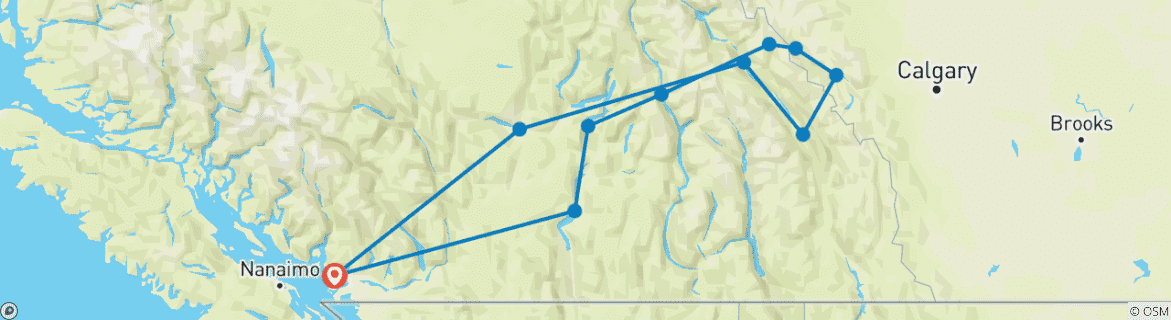 Image d'une carte montrant l'itinéraire du circuit
