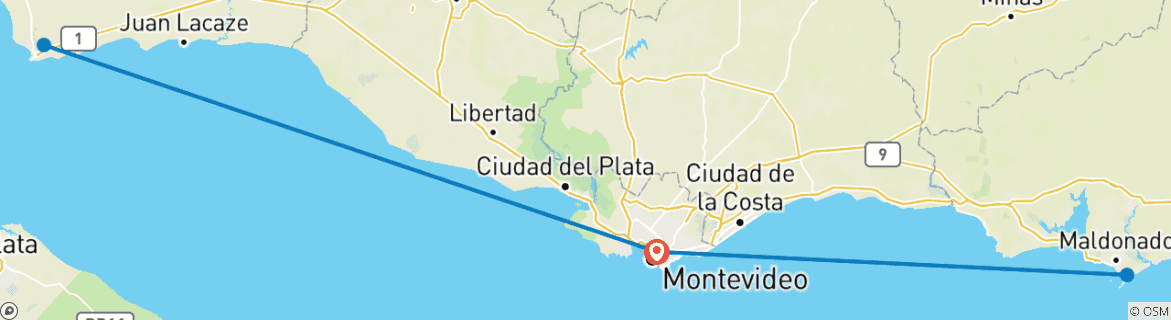 Image d'une carte montrant l'itinéraire du circuit