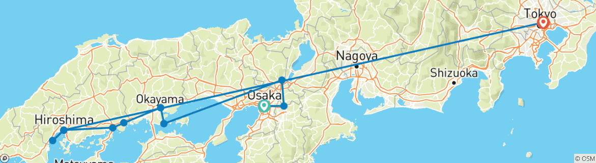 Image d'une carte montrant l'itinéraire du circuit