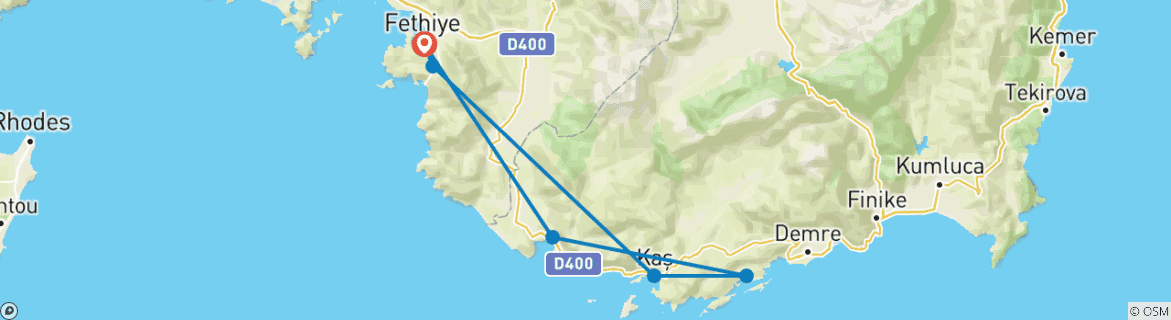 Image d'une carte montrant l'itinéraire du circuit