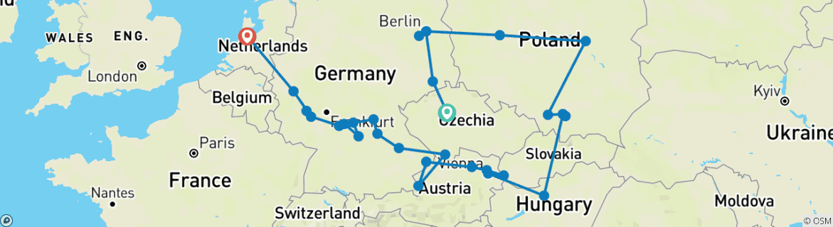 Karte mit der Reiseroute