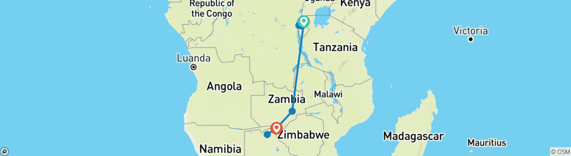 Image d'une carte montrant l'itinéraire du circuit