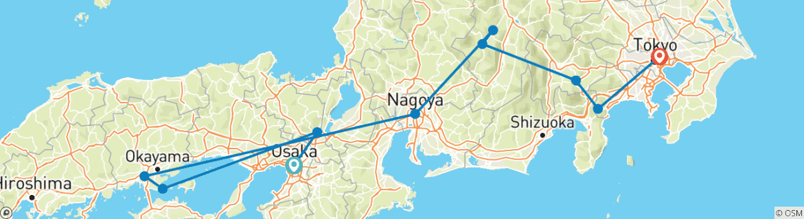 Image d'une carte montrant l'itinéraire du circuit