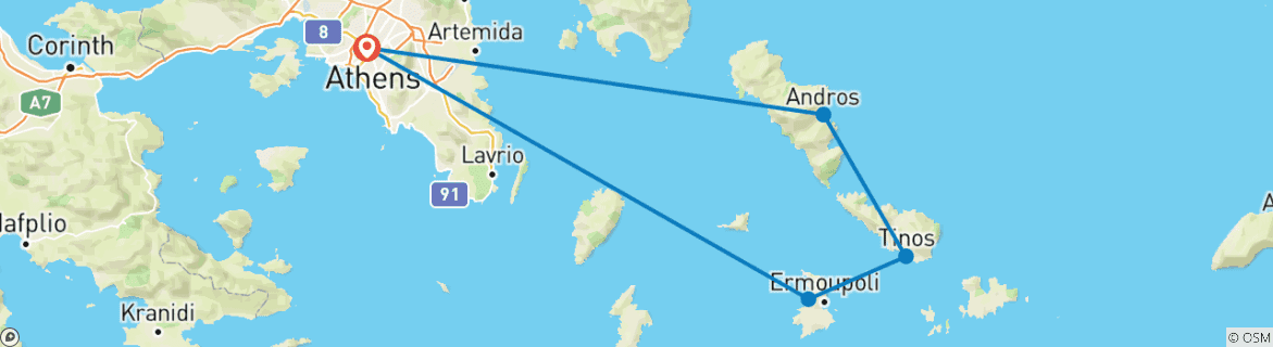 Karte mit der Reiseroute