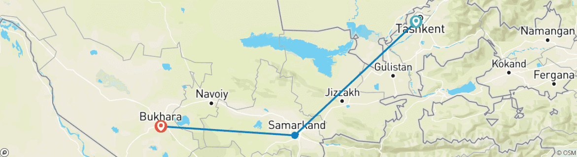 Image d'une carte montrant l'itinéraire du circuit