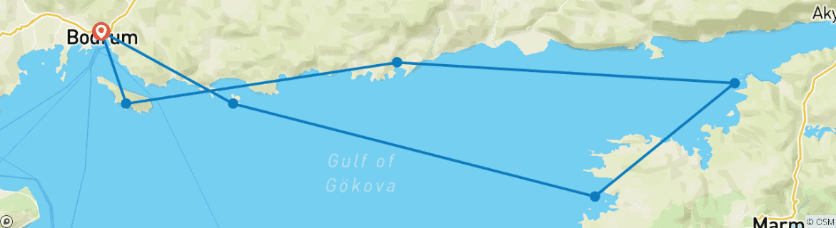 Image d'une carte montrant l'itinéraire du circuit