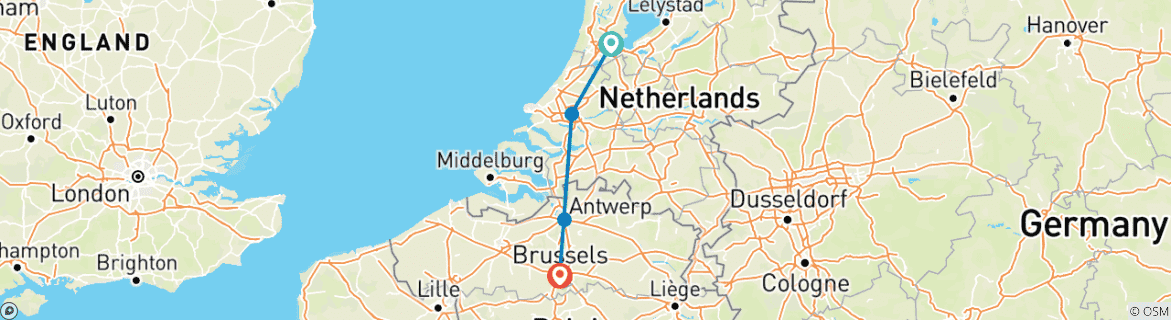 Image d'une carte montrant l'itinéraire du circuit