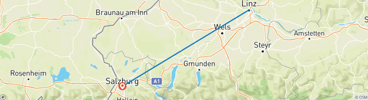 Karte mit der Reiseroute