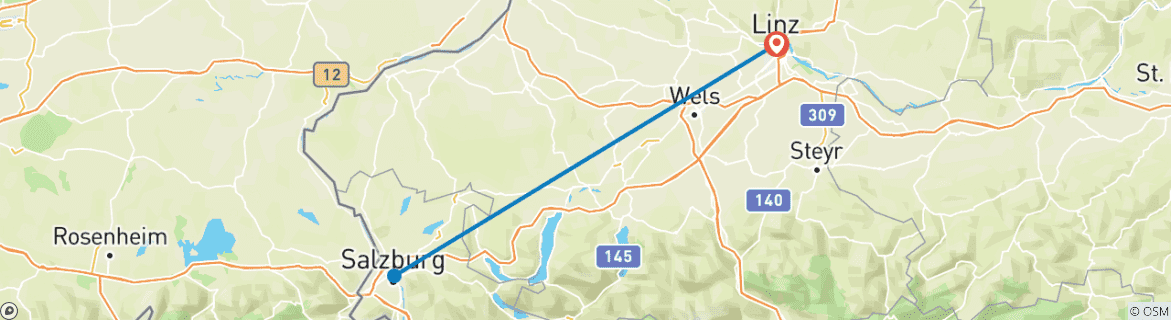 Foto van een kaart met de route van de rondreis