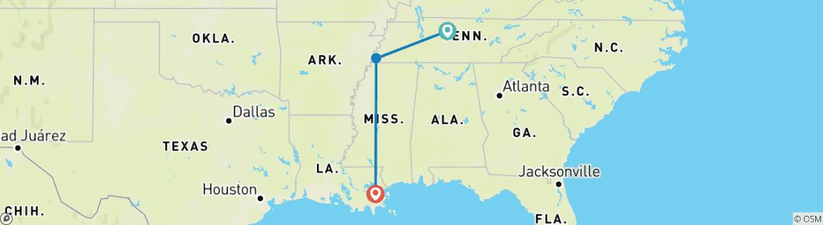 Image d'une carte montrant l'itinéraire du circuit