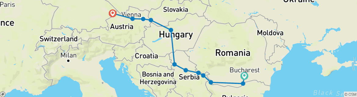 Foto van een kaart met de route van de rondreis