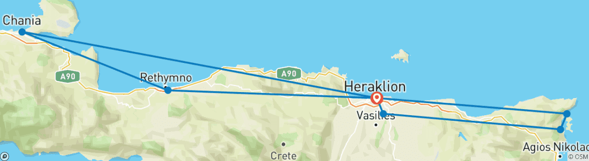 Image d'une carte montrant l'itinéraire du circuit