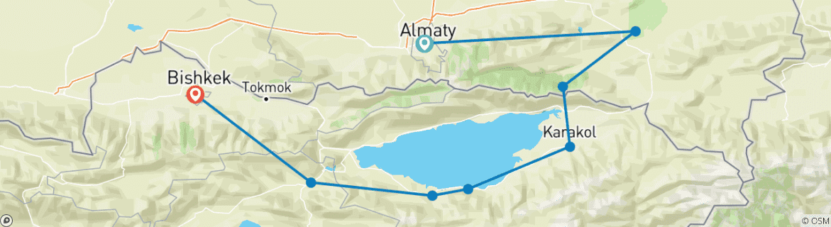 Image d'une carte montrant l'itinéraire du circuit