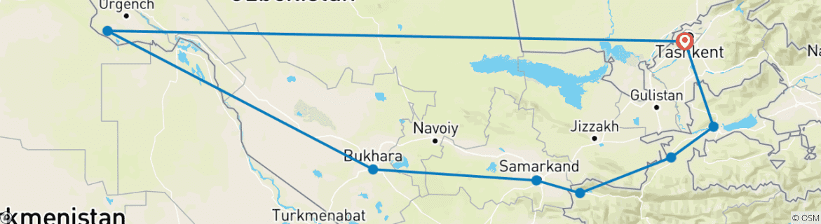 Image d'une carte montrant l'itinéraire du circuit