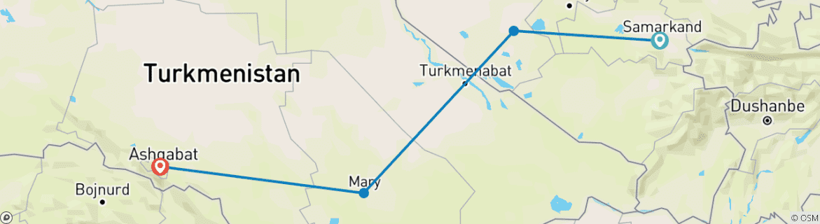 Image d'une carte montrant l'itinéraire du circuit