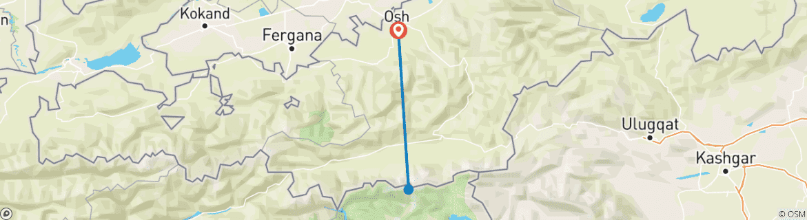 Carte du circuit Trekking au pied du pic Lénine avec ascension du pic Yukhin (Osh-Osh)