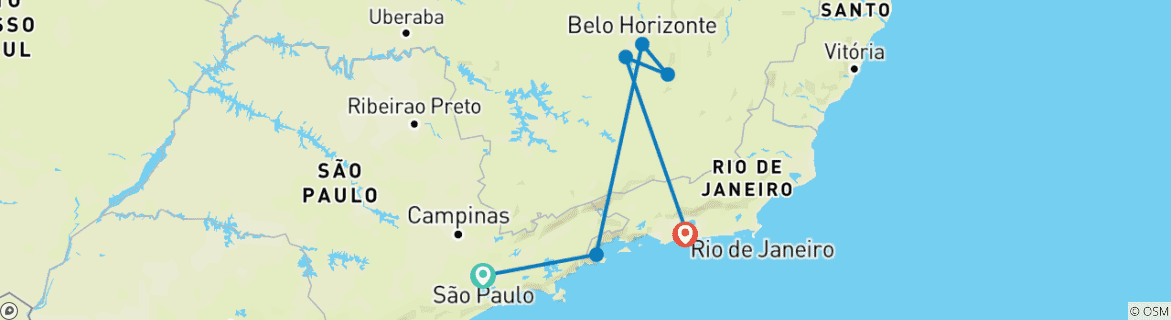 Image d'une carte montrant l'itinéraire du circuit