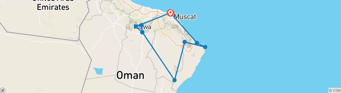 Image d'une carte montrant l'itinéraire du circuit