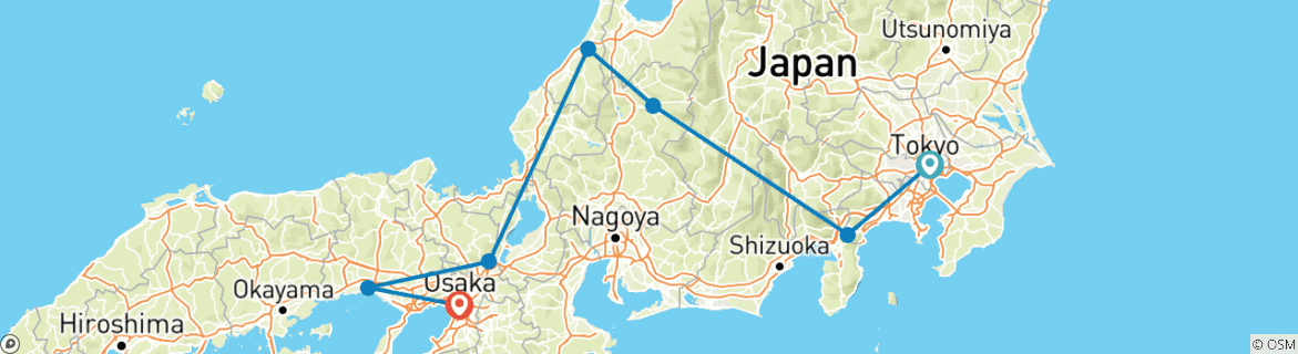 Image d'une carte montrant l'itinéraire du circuit