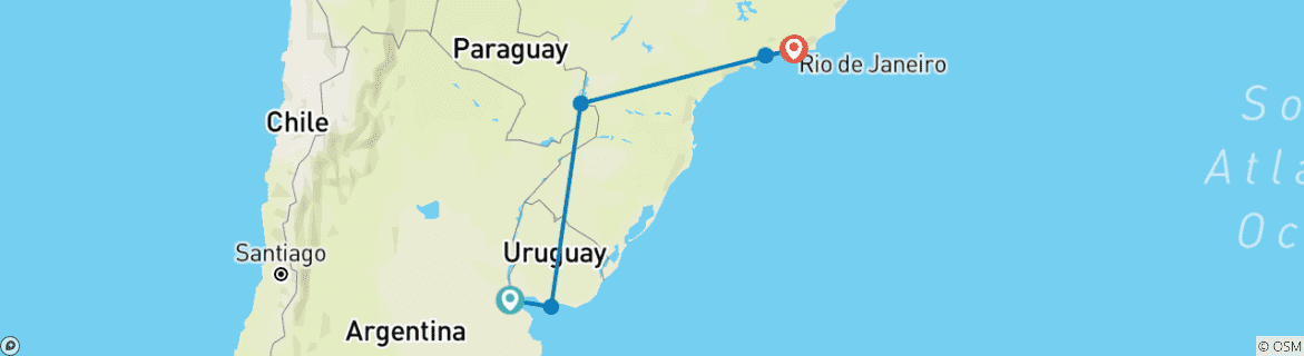Carte du circuit Circuit de 14 jours au Brésil et en Argentine